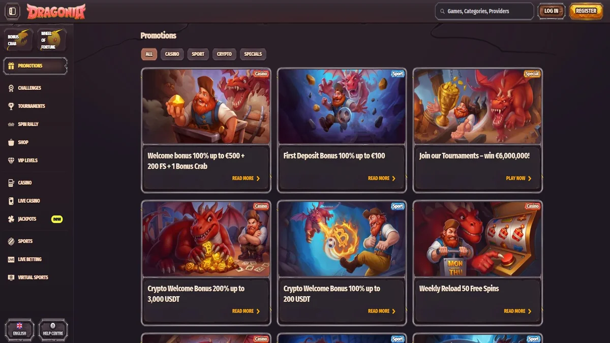 Dragonia Casino welcome bonus and promotions